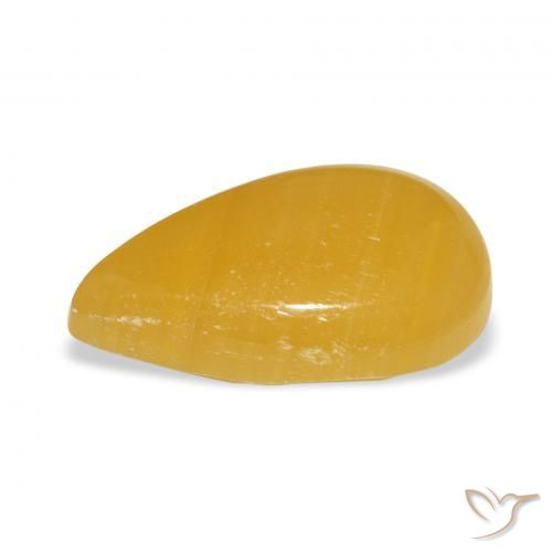 Calcita Dourado-Laranja Natural 10.61ct, Formato de pêra, Translúcido