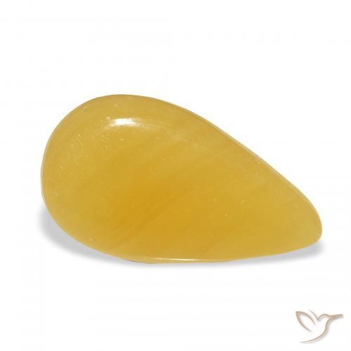 Calcita Dourado-Laranja Natural 9.31ct, Formato de pêra, Translúcido