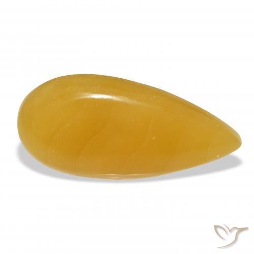 Calcita Dourado-Laranja Natural 31.92ct, Formato de pêra, Translúcido
