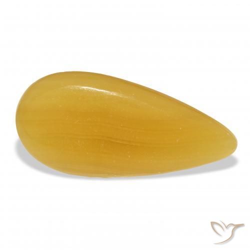 Calcita Dourado-Laranja Natural 25.95ct, Formato de pêra, Translúcido