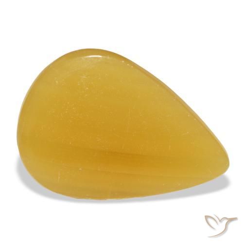 Calcita Dourado-Laranja Natural 30.50ct, Formato de pêra, Translúcido