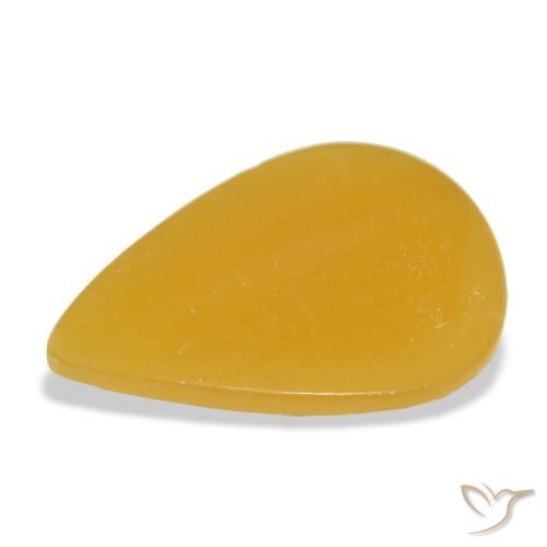 Calcita Dourado-Laranja Natural 30.50ct, Formato de pêra, Translúcido