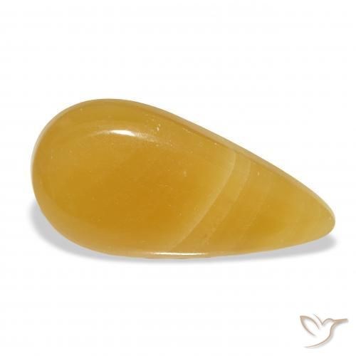 Calcita Dourado-Laranja Natural 22.75ct, Formato de pêra, Translúcido