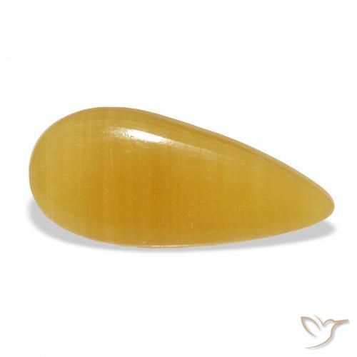Calcita Dourado-Laranja Natural 21.39ct, Formato de pêra, Translúcido
