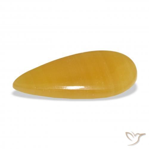 Calcita Dourado-Laranja Natural 21.39ct, Formato de pêra, Translúcido