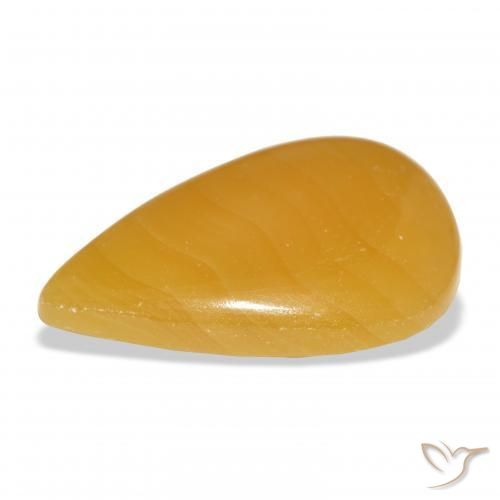 Calcita Dourado-Laranja Natural 44.63ct, Formato de pêra, Translúcido
