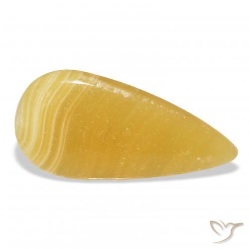 Calcita Dourado-Laranja Natural 24.60ct, Formato de pêra, Translúcido