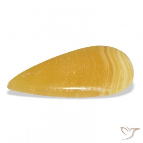 Calcita Dourado-Laranja Natural 24.60ct, Formato de pêra, Translúcido