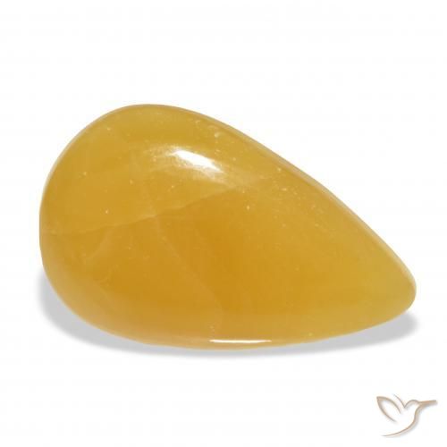 Calcita Dourado-Laranja Natural 26.71ct, Formato de pêra, Translúcido