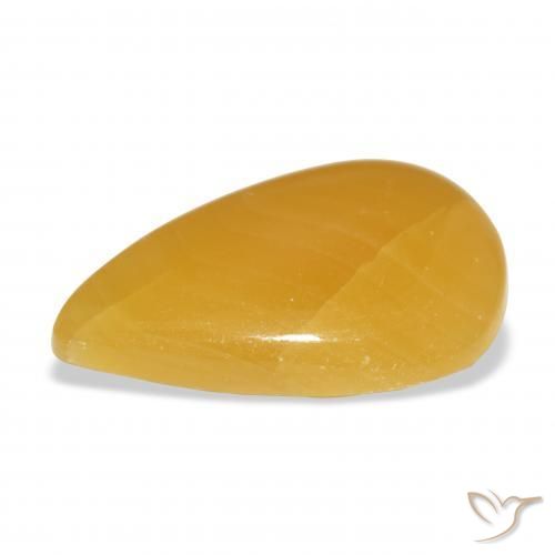 Calcita Dourado-Laranja Natural 26.71ct, Formato de pêra, Translúcido
