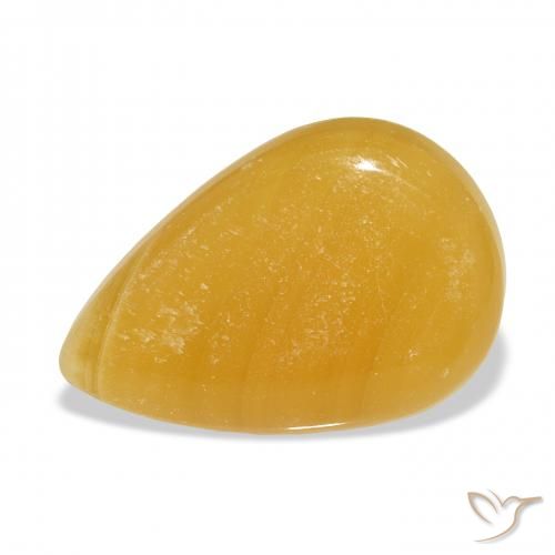38.52ct Natural Dourado-Laranja Calcita, Formato de pêra, Translúcido, Photo A