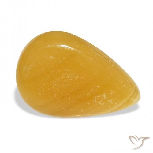 Calcita Dourado-Laranja Natural 38.52ct, Formato de pêra, Translúcido
