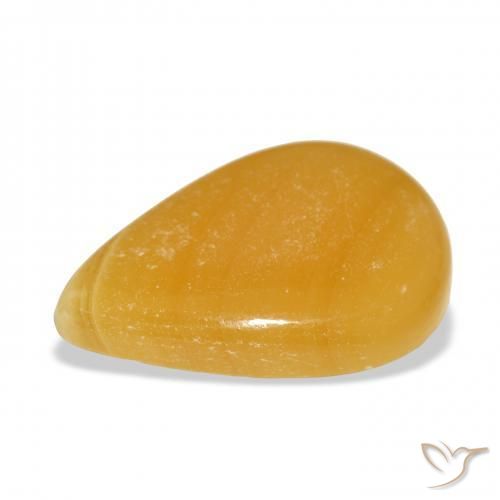 Calcita Dourado-Laranja Natural 38.52ct, Formato de pêra, Translúcido