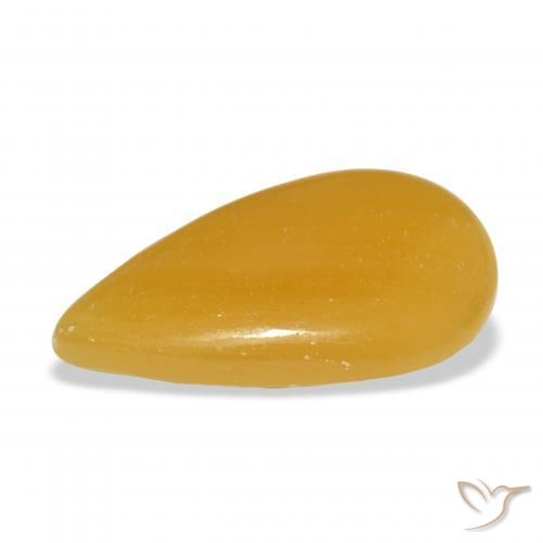 Calcita Dourado-Laranja Natural 20.22ct, Formato de pêra, Translúcido