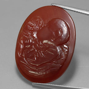 Cornalina vermelho natural 21,22ct, forma extravagante, translúcido