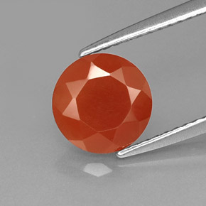 Cornalina Laranja vermelha Natural 1.42ct, Corte Redondo, Translúcido