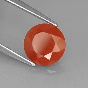 Cornalina Laranja vermelha Natural 1.42ct, Corte Redondo, Translúcido