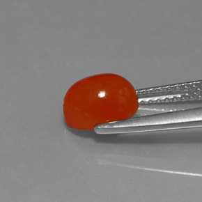 Cornalina Laranja vermelha Natural 1,67ct, Corte Oval, Translúcido