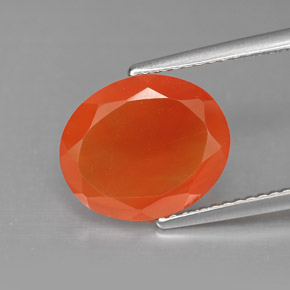 Cornalina Laranja vermelha Natural 3.68ct, Corte Oval, Translúcido