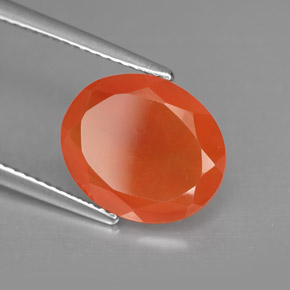 Cornalina Laranja vermelha Natural 3.68ct, Corte Oval, Translúcido
