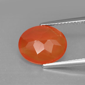 Cornalina Laranja vermelha Natural 3.68ct, Corte Oval, Translúcido