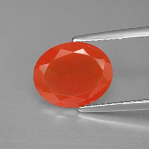 Cornalina Laranja vermelha Natural 2.82ct, Corte Oval, Translúcido