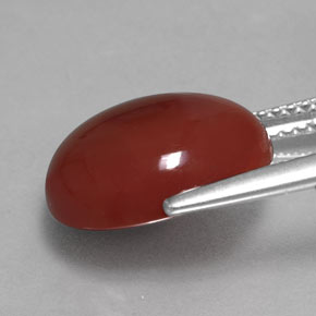 Cornalina laranja natural 6,11ct, corte oval, translúcido