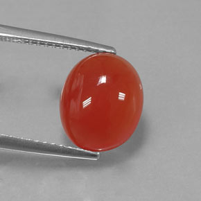 Cornalina laranja natural 3,68ct, corte oval, translúcido