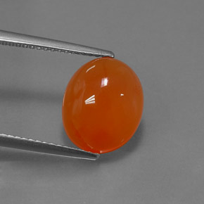 Cornalina laranja natural 4,59ct, corte oval, translúcido