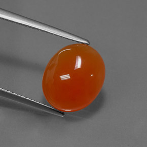 Cornalina laranja natural 4,17ct, corte oval, translúcido
