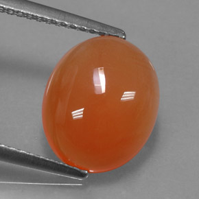 Cornalina laranja natural 4,22ct, corte oval, translúcido