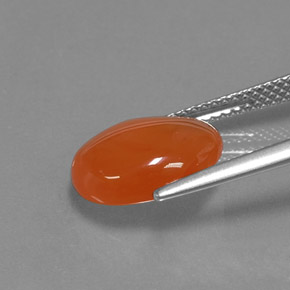 Cornalina laranja natural 3,69ct, corte oval, translúcido