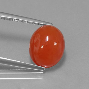 Cornalina laranja natural 4,02ct, corte oval, translúcido