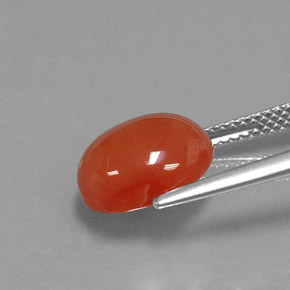 Cornalina laranja natural 4,02ct, corte oval, translúcido