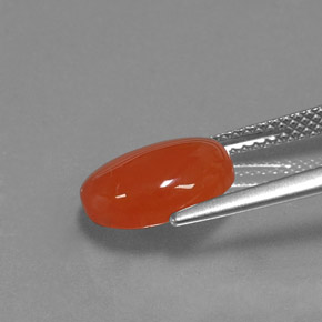 Cornalina laranja natural 3,02ct, corte oval, translúcido
