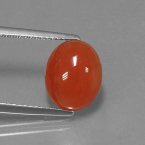 Cornalina laranja natural 3,53ct, corte oval, translúcido