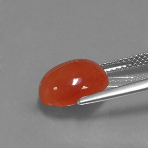 Cornalina laranja natural 3,53ct, corte oval, translúcido