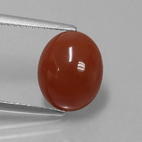 Cornalina Laranja Vermelho Natural 3.36ct, Corte Oval, Translúcido