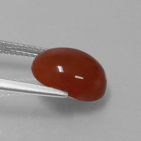 Cornalina Laranja Vermelho Natural 3.36ct, Corte Oval, Translúcido