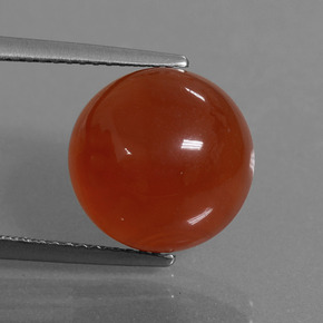 Cornalina laranja natural 7,56ct, corte redondo, translúcido