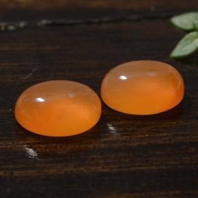 Pedras preciosas de cornalina laranja natural de 3,08 ct, corte oval, translúcido