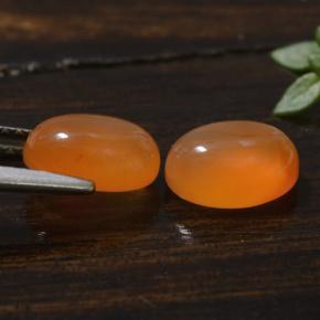 Pedras preciosas de cornalina laranja natural de 3,08 ct, corte oval, translúcido