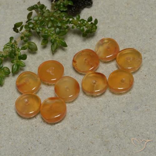 Pedras preciosas de Cornalina Laranja Médio natural de 6.42 ct, Chique, Translúcido