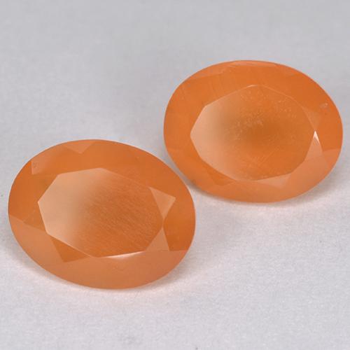 Pedras preciosas de cornalina laranja natural de 3,57 ct, corte oval, translúcido