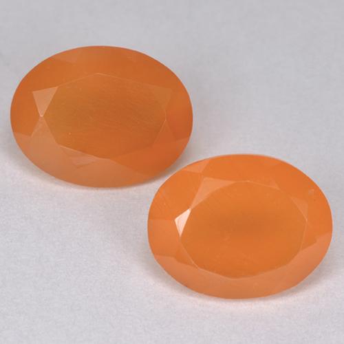 Pedras preciosas de cornalina laranja natural de 3,57 ct, corte oval, translúcido