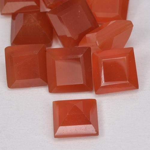 Cornalina Vermelho Laranja Claro Natural 0.57ct, Quadrado, Translúcido