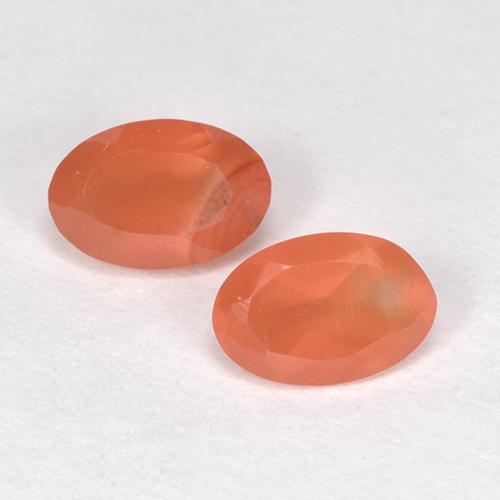 Pedras preciosas de cornalina laranja avermelhado natural de 0,82 ct, corte oval, translúcido
