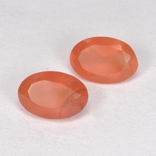 Pedras preciosas de cornalina laranja avermelhado natural de 0,82 ct, corte oval, translúcido