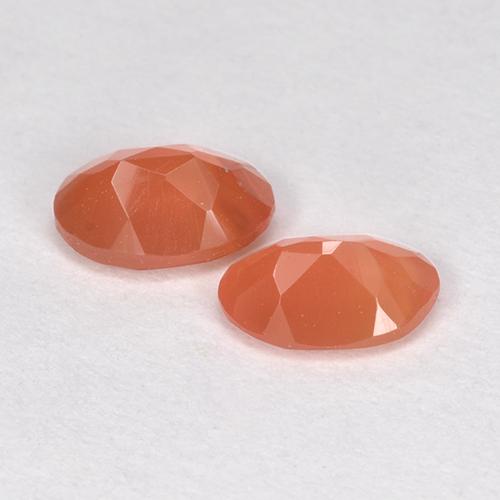 Pedras preciosas de cornalina laranja avermelhado natural de 0,82 ct, corte oval, translúcido