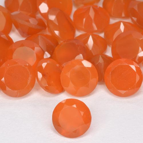 Pedras preciosas de Cornalina Laranja vermelha natural de 2.29 ct, Corte Redondo, Translúcido
